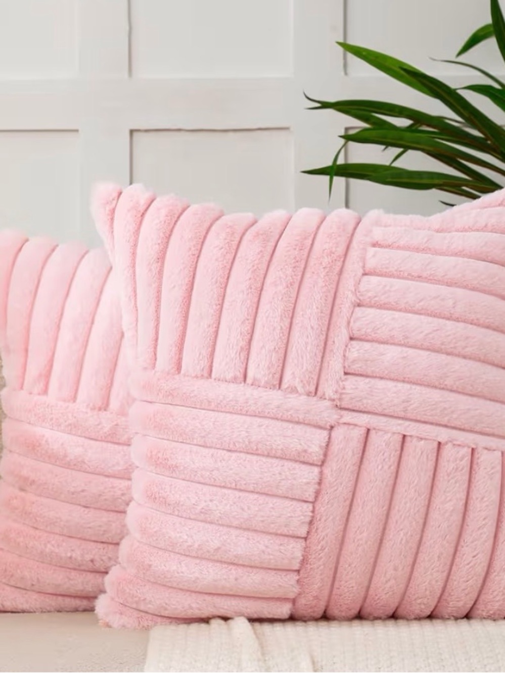 Soft Plush Pink Decorative Throw Pillow Covers